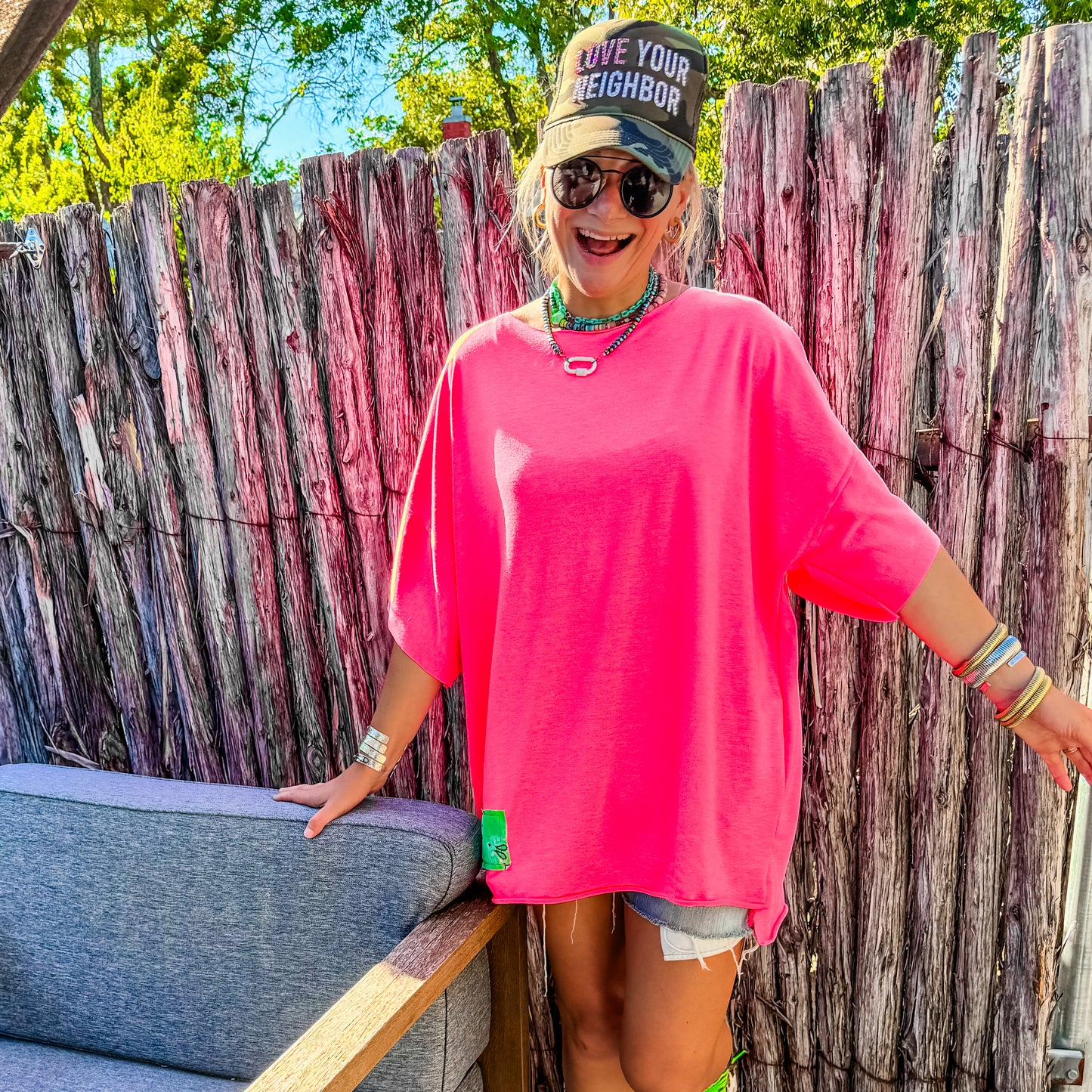 Signature Style Tee — French Terry Neon Pink