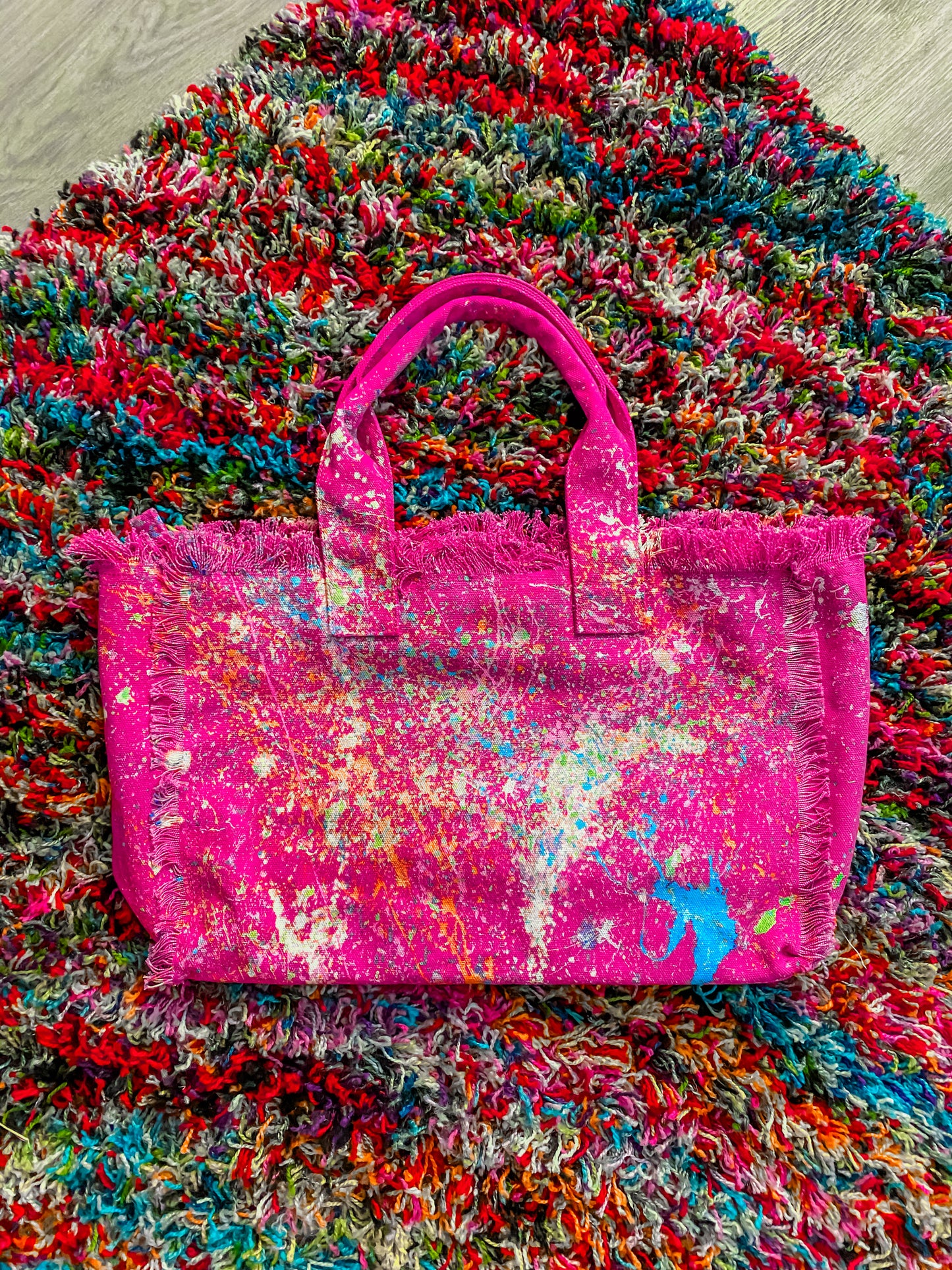 Turning Heads Splatter Painted Large Canvas Tote