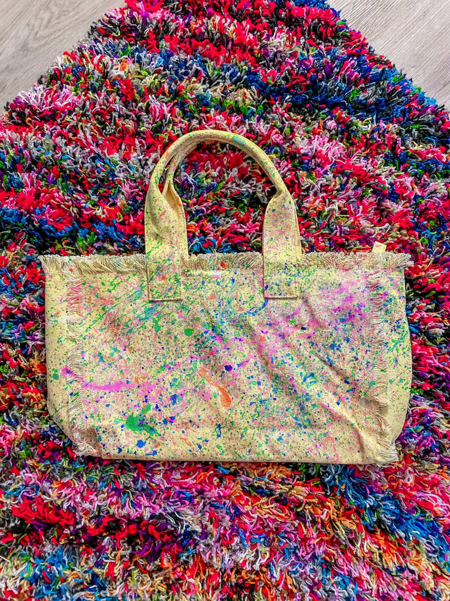 Turning Heads Splatter Painted Large Canvas Tote