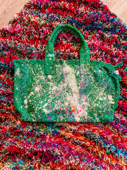 Turning Heads Splatter Painted Large Canvas Tote