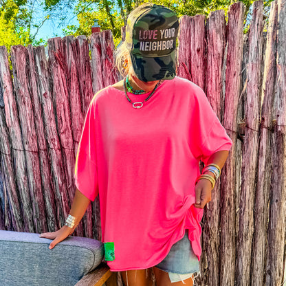 Signature Style Tee — French Terry Neon Pink