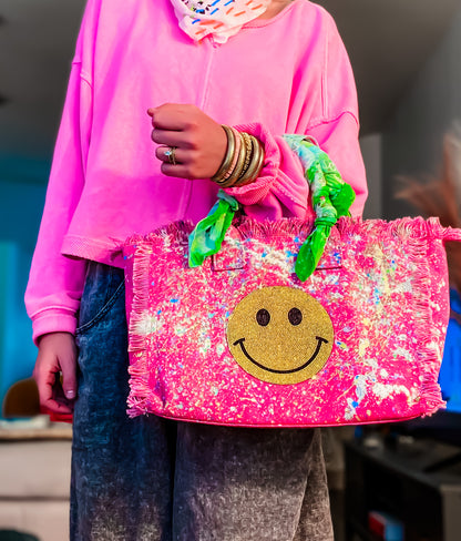 Pop of Pink Canvas Tote