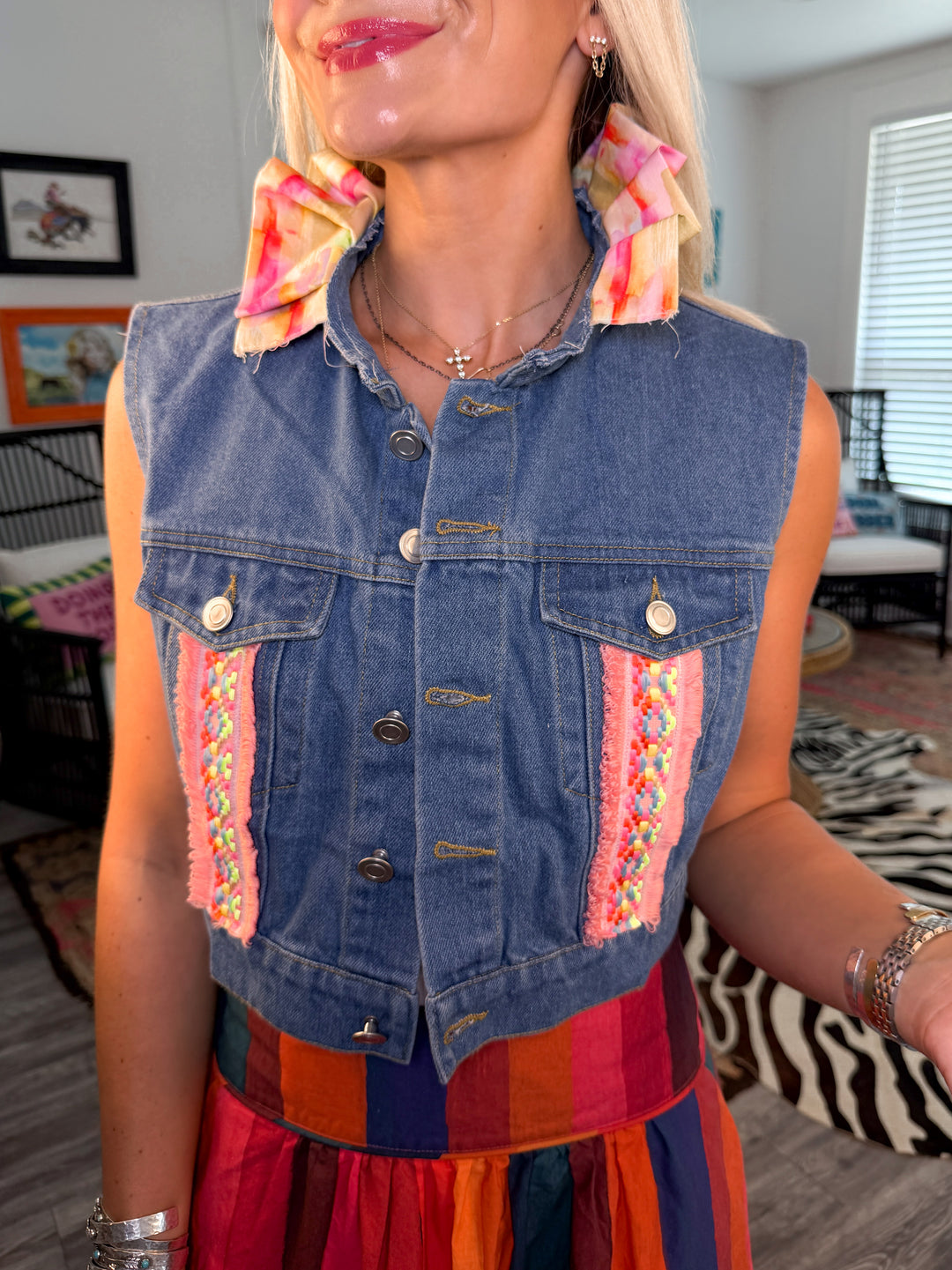 Sunset Sippin Denim Vest