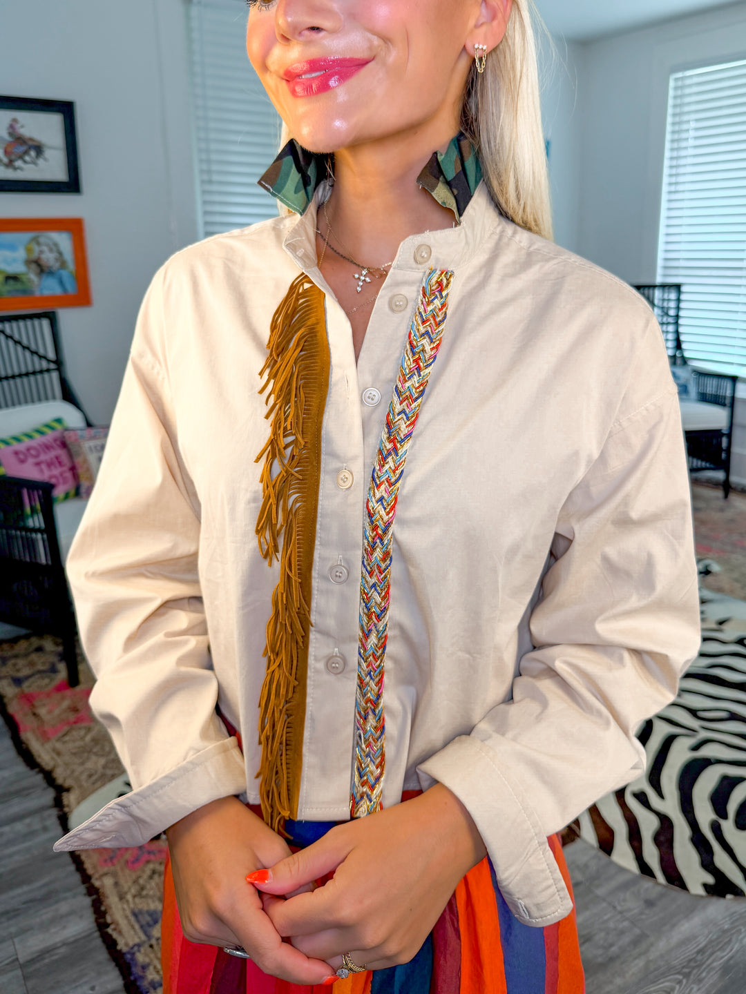 Burst of Color Button Up
