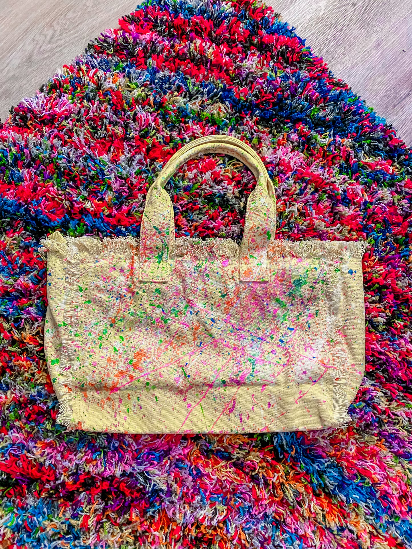 Turning Heads Splatter Painted Large Canvas Tote