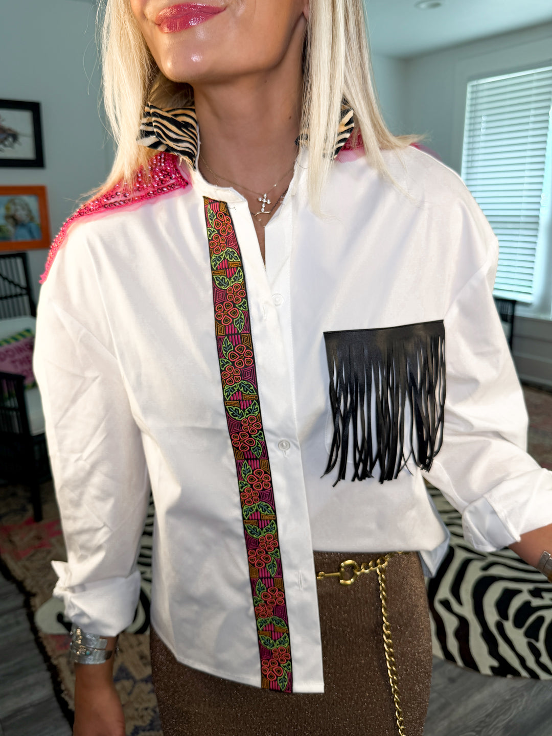 Frilly, Fun, &amp; Feline Button Up