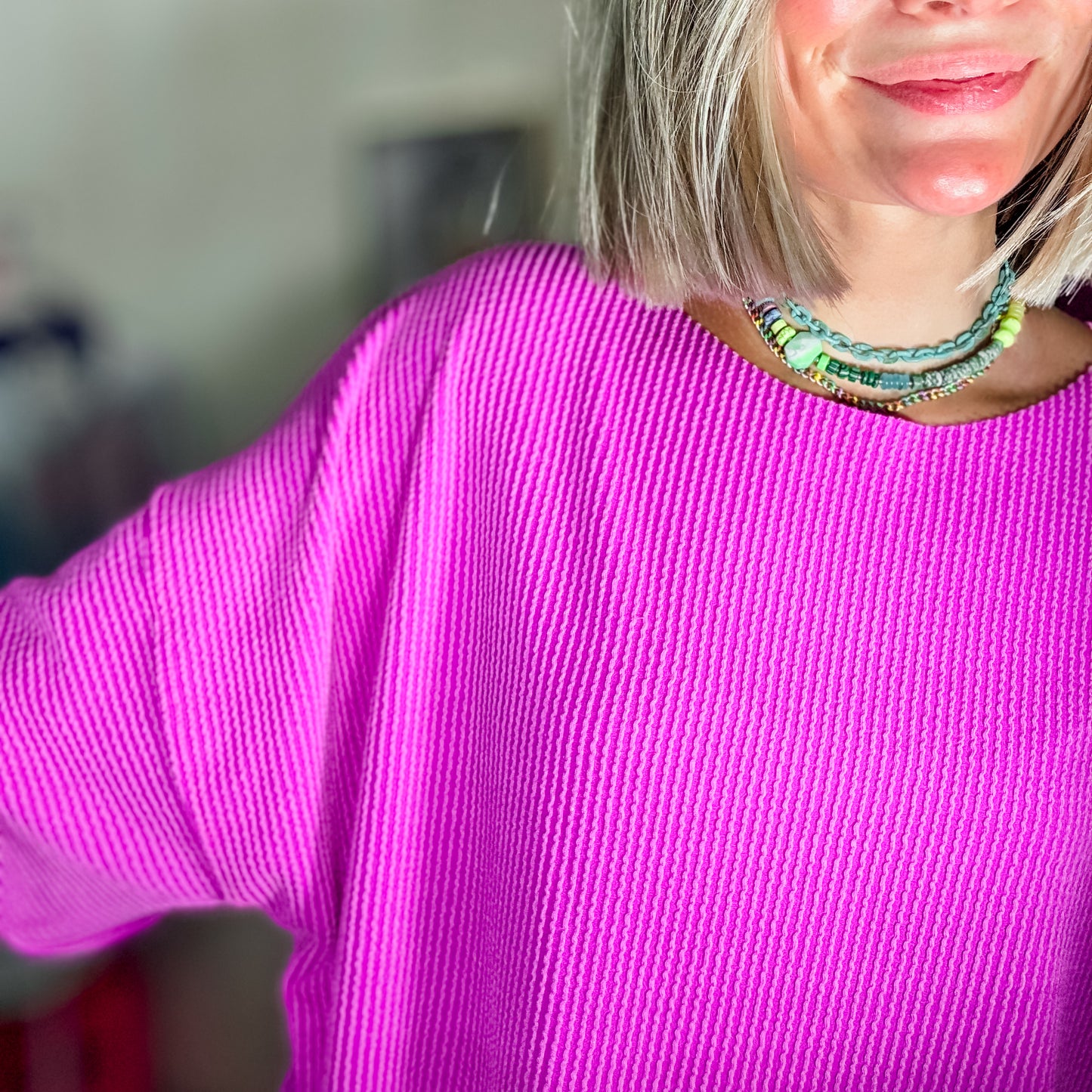 Signature Style Tee — Ribbed Magenta