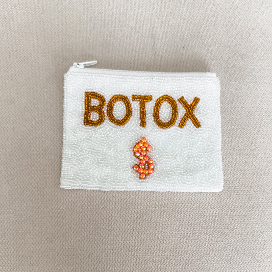 Botox Money Beaded Coin Purse - White